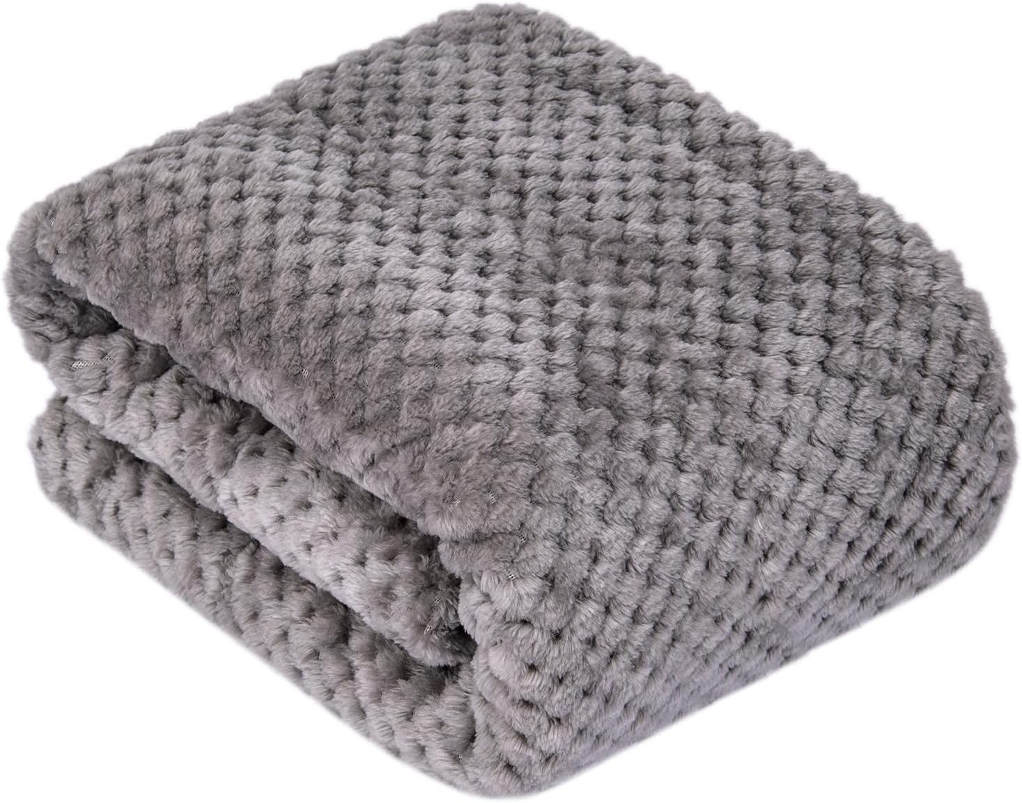 Fuzzy Sherpa Reversible Blanket for Baby, Soft Warm Cozy Coral Fleece Toddler, Infant or Newborn Reversible Blanket for Crib, Stroller, Travel, 40”×60”, Flint Gray