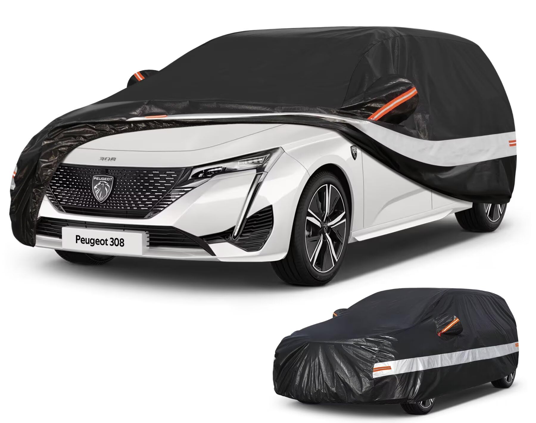 Holthly 10 strati Telo Copriauto per Peugeot 308(2007-2025),100% copertura auto impermeabile,Telo Copri Auto per Esterno,impermeabile,protezione UV,antivento,antipolvere