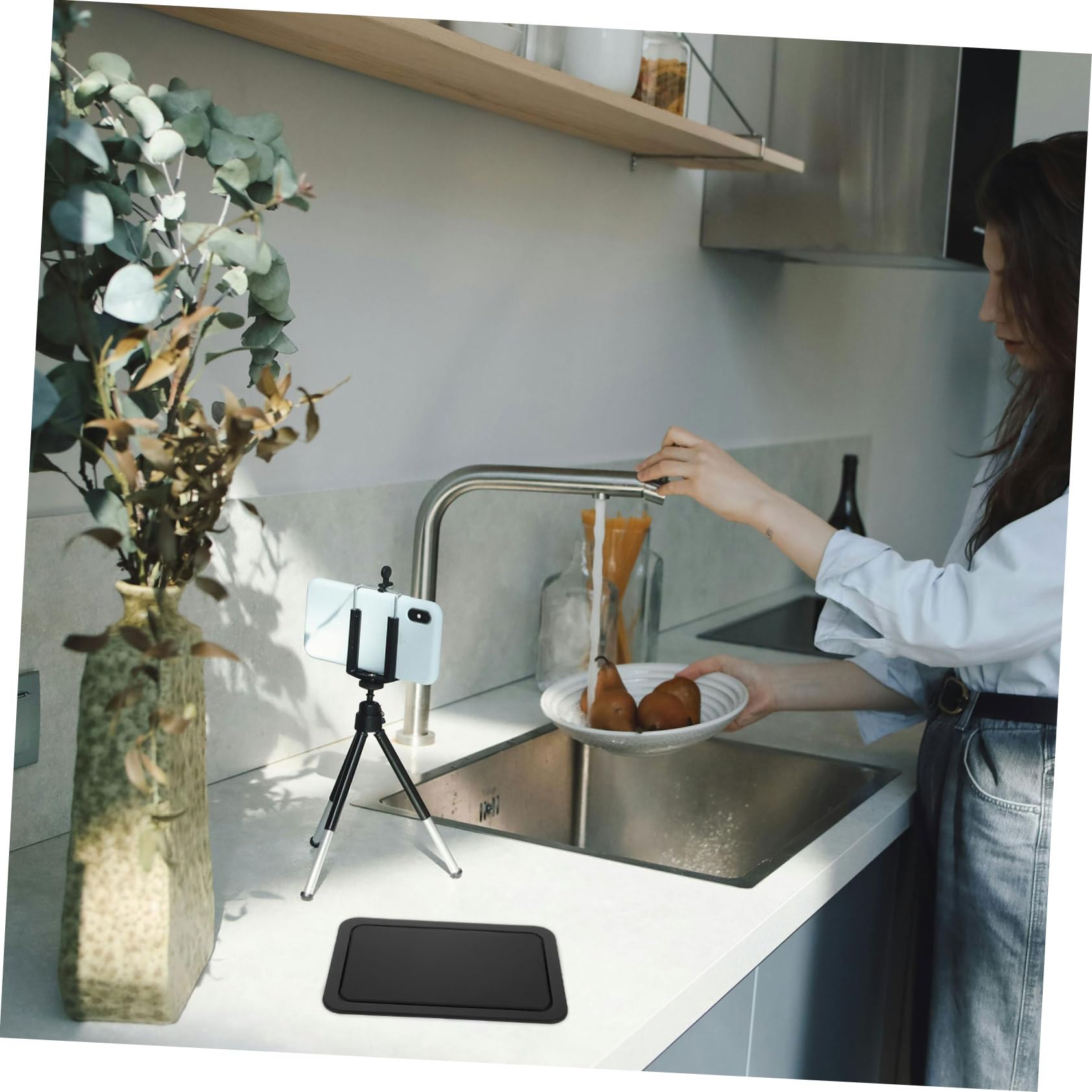 Kichvoe Tapa Abatible Resistente y Funcional de Acero Inoxidable Negra para y para Cubo de Basura de Encimera Adecuado para Cocinas en Hoteles y Restaurantes Cocinas Hoteles Restaurantes
