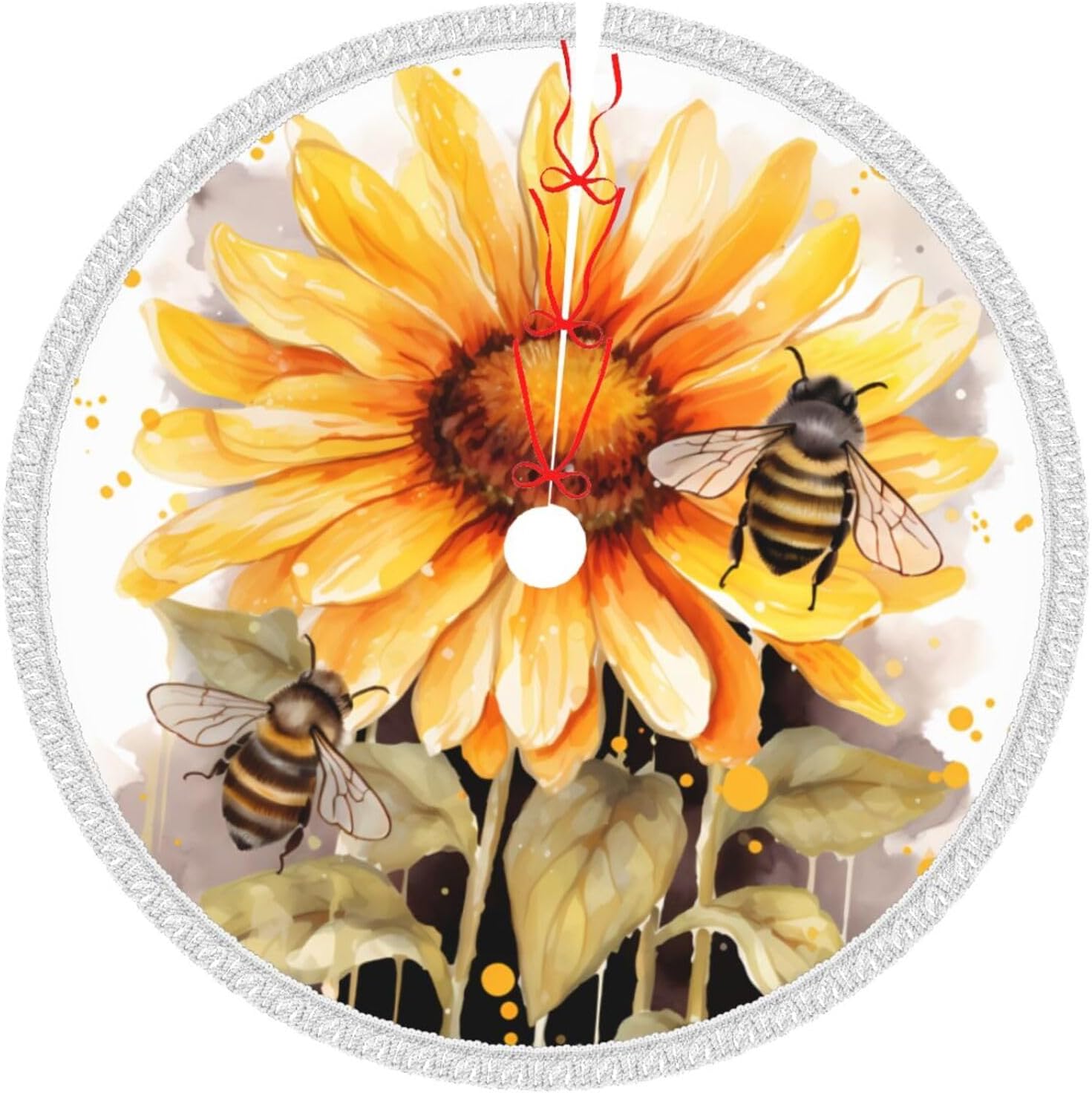 Blackboard Bees Sunflowers Christmas Tree Skirt 76,2 cm Xmas Tree Skirt