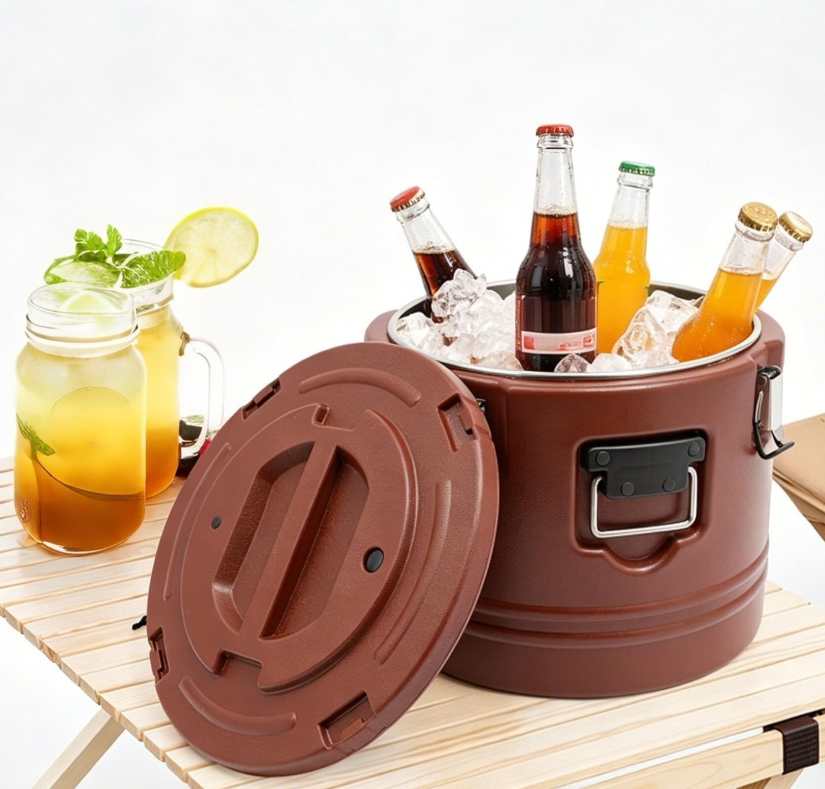 Contenedor de comida aislado comercial Caliente Frío cubitera | Contenedor de sopa aislado portátil con cubo aislado for bebidas