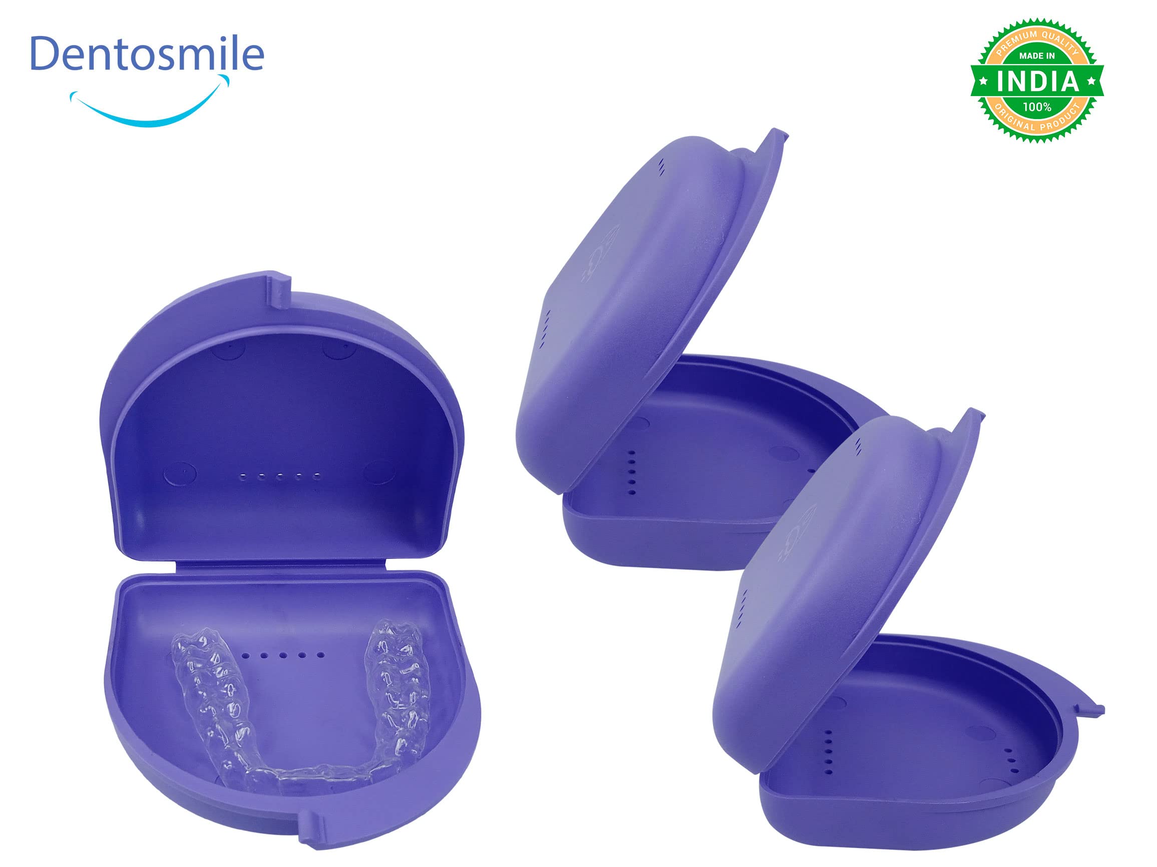 Dentosmile Dental Orthodontic Retainer/Aligner Case/Box/Mouth Guard and Denture Storage in Violet Colour (3) 4