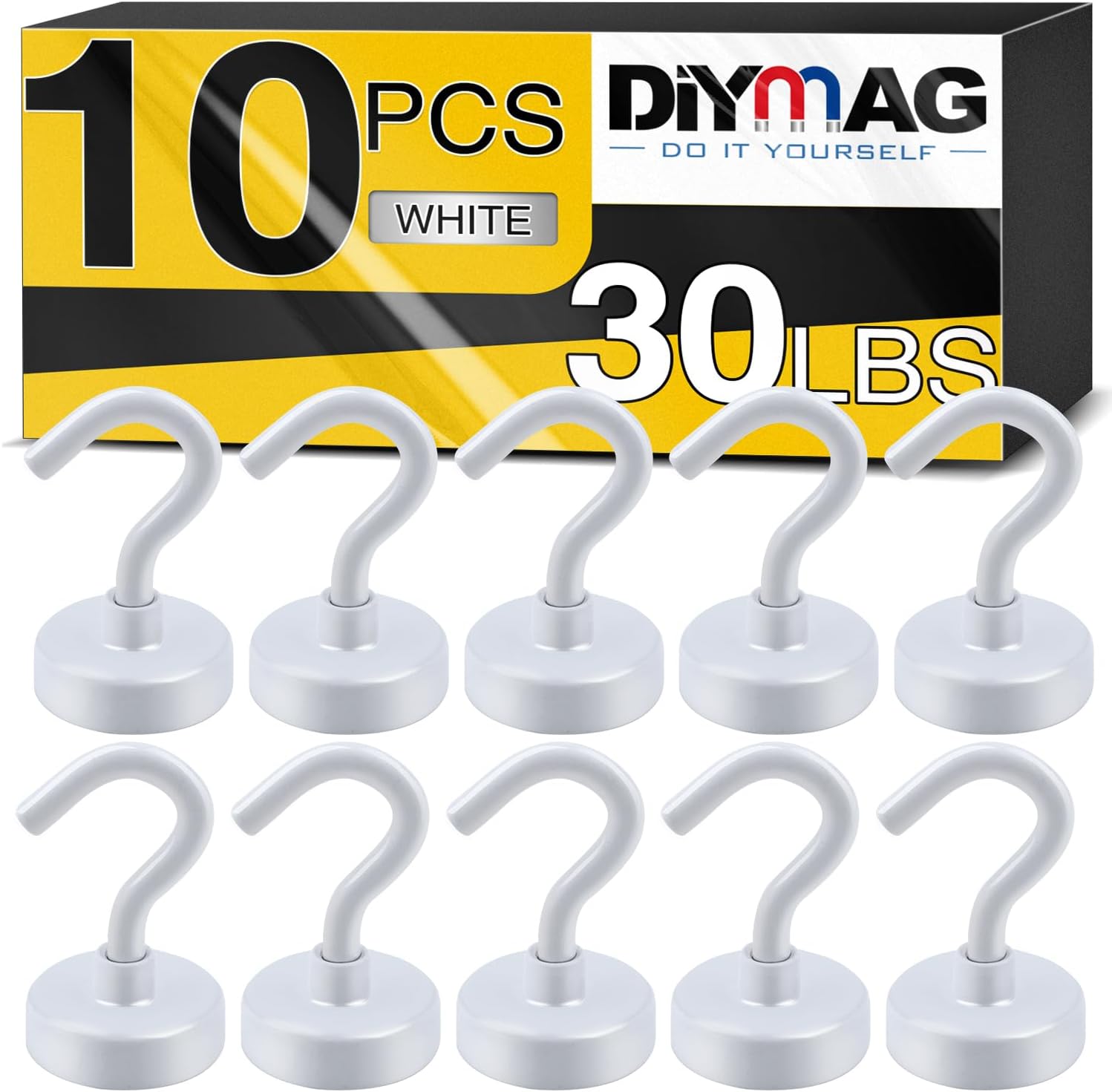 Magnetic Hooks, 30Lbs Strong Heavy Duty Cruise Magnet S-Hook for Classroom, Fridge, Hanging, Cabins, Grill, Kitchen, Garage, Workplace and Office Etc, (10 Pack-White)
