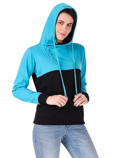Women's Cotton Hoodie Button Front Sweatshirt