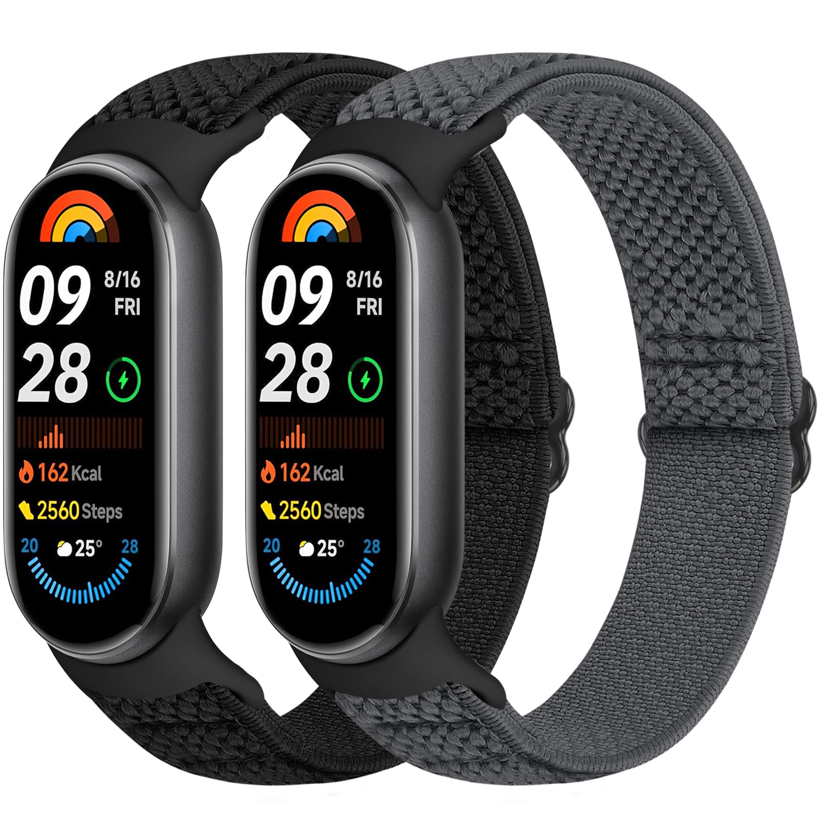 Runostrich Elastic Nylon Watch Strap Compatible with Xiaomi Smart Band  10/9/8 Sports Strap Soft Watch Band Adjustable Replacement Band for Women  Men