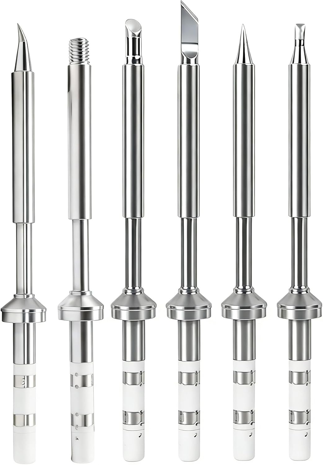 6PCS TS100 Soldering Tips Kit with Threaded Insert Adapter, Compatible with TS100|TS101|/PinecilV2|pine64 Soldering Iron- Includes TS-C4, TS-K, TS-ILS, TS-J02, TS-D24, Fast Heating