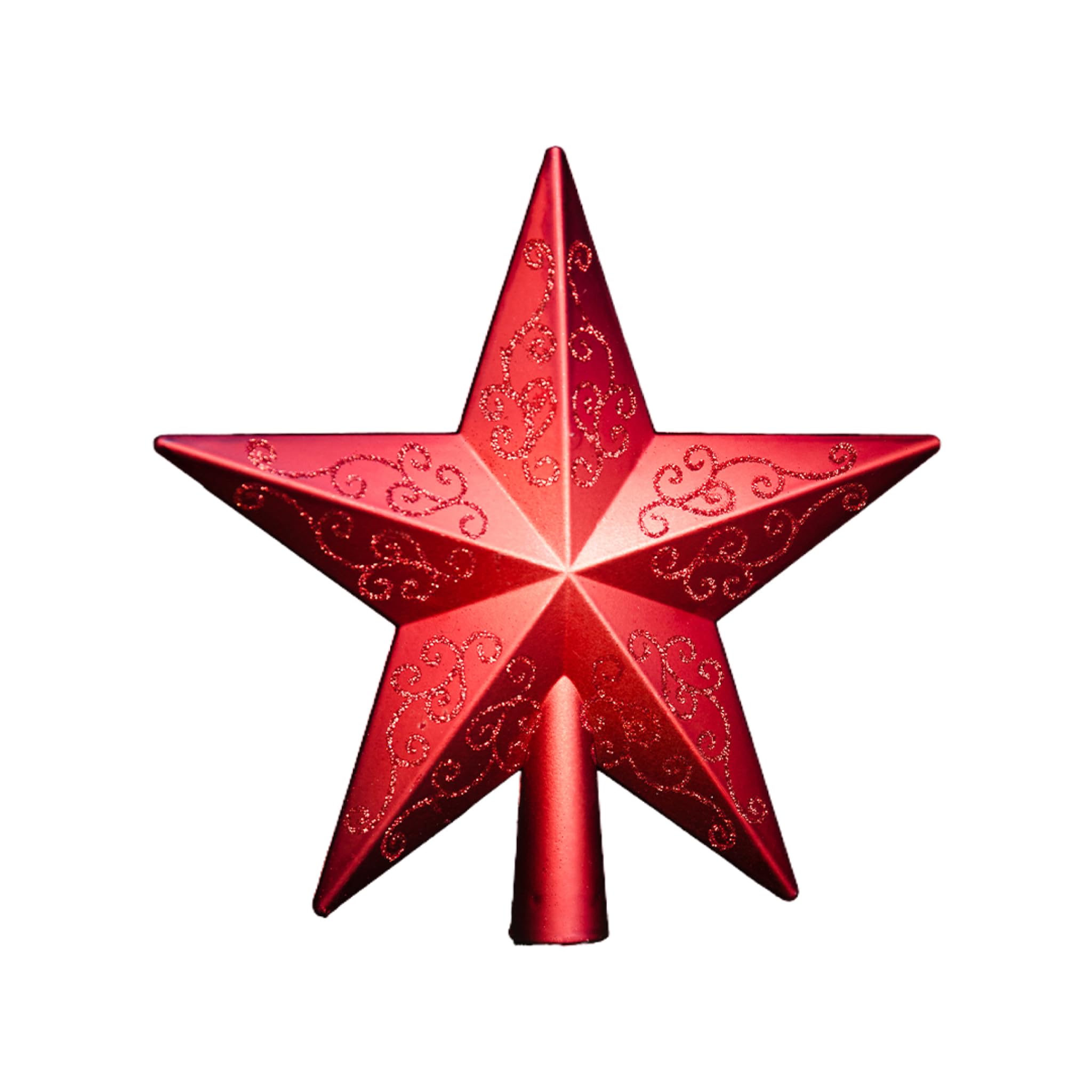Heitmann Deco Red/Silver Plastic Christmas Tree Topper - Modern Christmas Tree Star For Tree Topper - With Glitter, 20 X 19 Cm