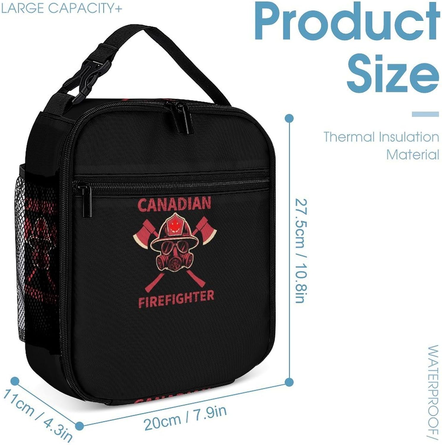 Canadian Firefighter Funny Backpack 3 Piece Set Daypack with Lunch Bag And Pencil Case for Outside Activities Travel image 4