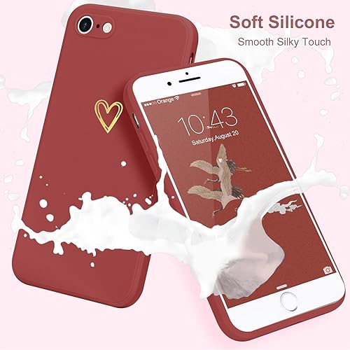 Miniatura 2 de Funda para iPhone SE 20222020, iPhone 8 iPhone 7 para mujeres y niñas, suave y sedosa, funda protectora de silicona a prueba de golpes con bonito