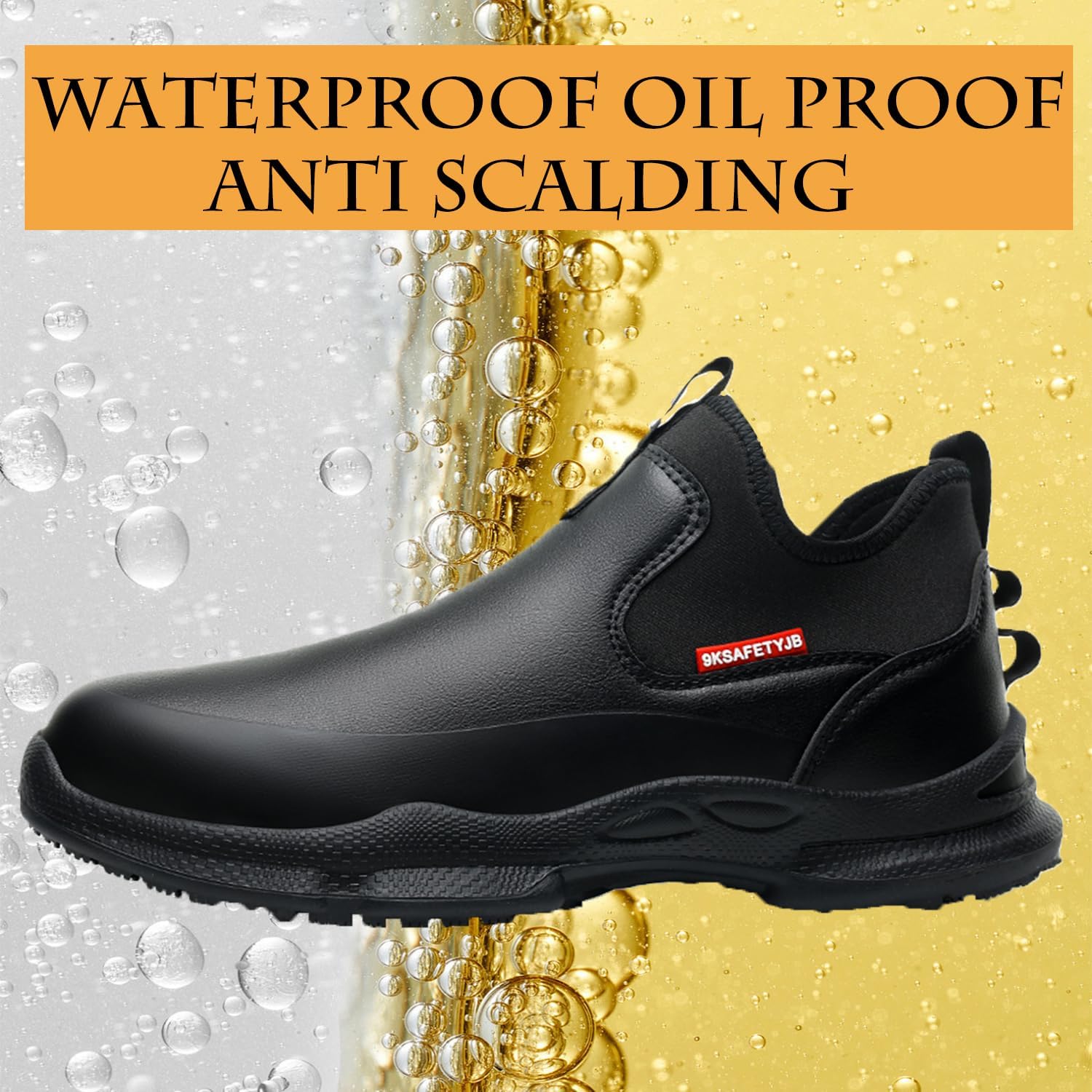 PJZHJ Non Slip Work Shoes Water & Oil Resistant Food Service Shoes Comfortable Slip-On Chef Footwear for Restaurant Hospital - Image 3