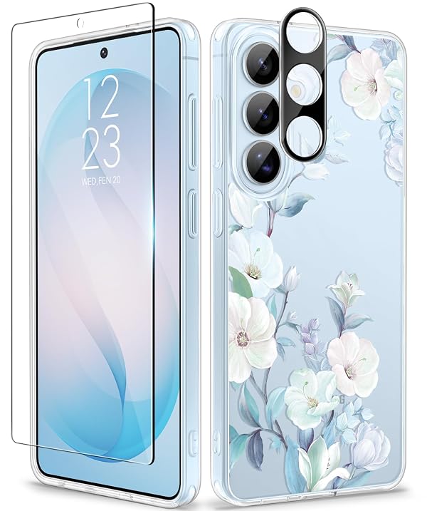 GVIEWIN for Samsung Galaxy S26 Plus Case, Clear Floral Slim Shockproof Protective Women Phone Case, Non-Yellowing, with Screen Protector&Camera Lens Protector for S26 Plus 6.7", Hibiscus by GVIEWIN - Used condition - US$5.62