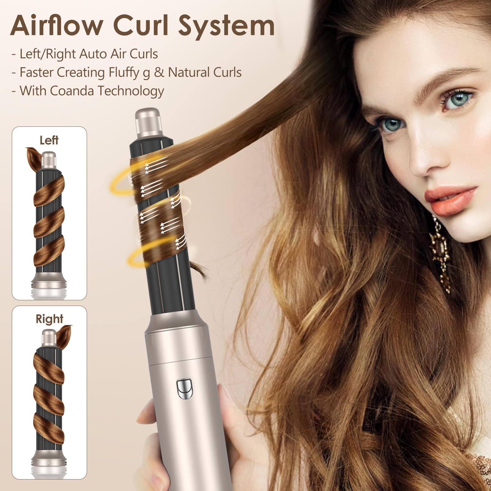 Spazzola ad Aria Calda 5 in 1, 1000W Spazzola Asciugacapelli, Multiplo Hair Air Styler Set con 3 Temperature, Spazzola Modellante Ad Aria Per Capelli Ricci,Volumizzante,Lisciante,Asciugare