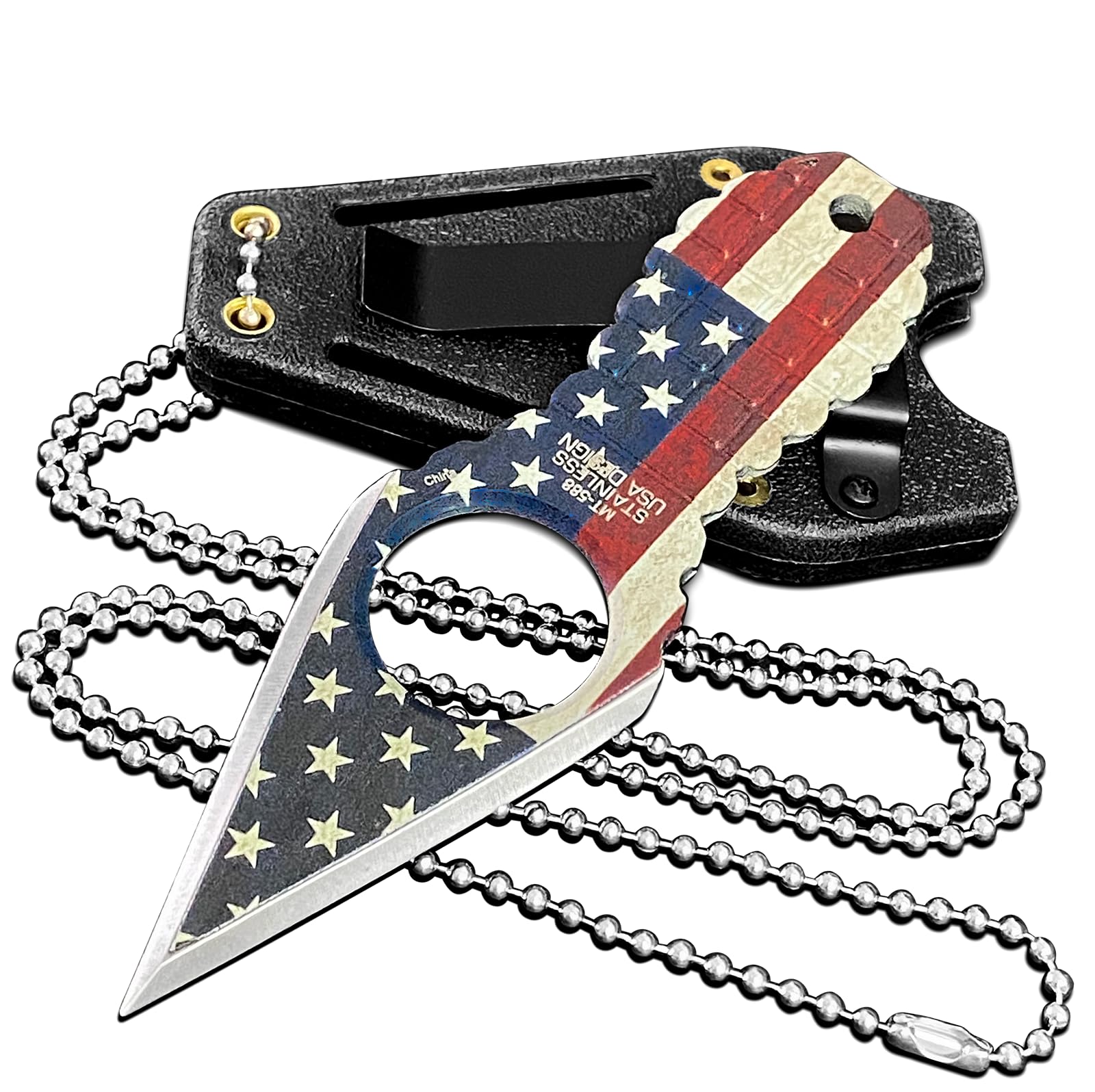 Mini EDC Pocket Neck Knife with Chain and Sheath w/Pocket Clip, Ultra Small Fixed Blade Knives Tactical Necklace Knife for Men, Utility Box Cutter Outdoor Camping Backpacking Knives