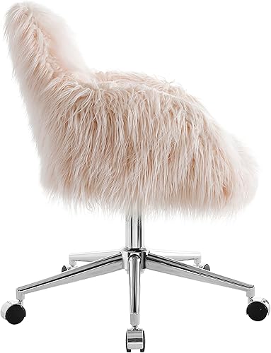 Miniatura 7 de Linon Fiona Silla de oficina con base cromada, metal, 23.5 pulgadas de ancho x 22 pulgadas de profundidad x 31-35 pulgadas de alto