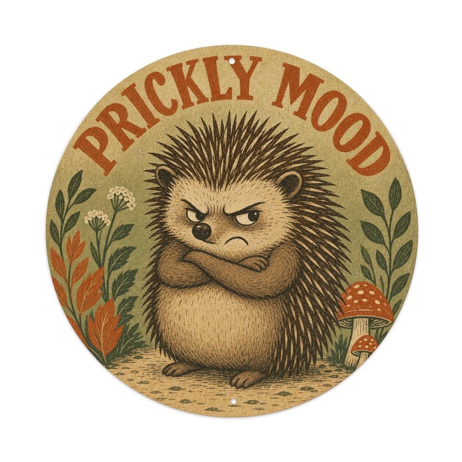 Whimsical Hedgehog Woodland Wildlife Prickly Humor Metal Tin Sign