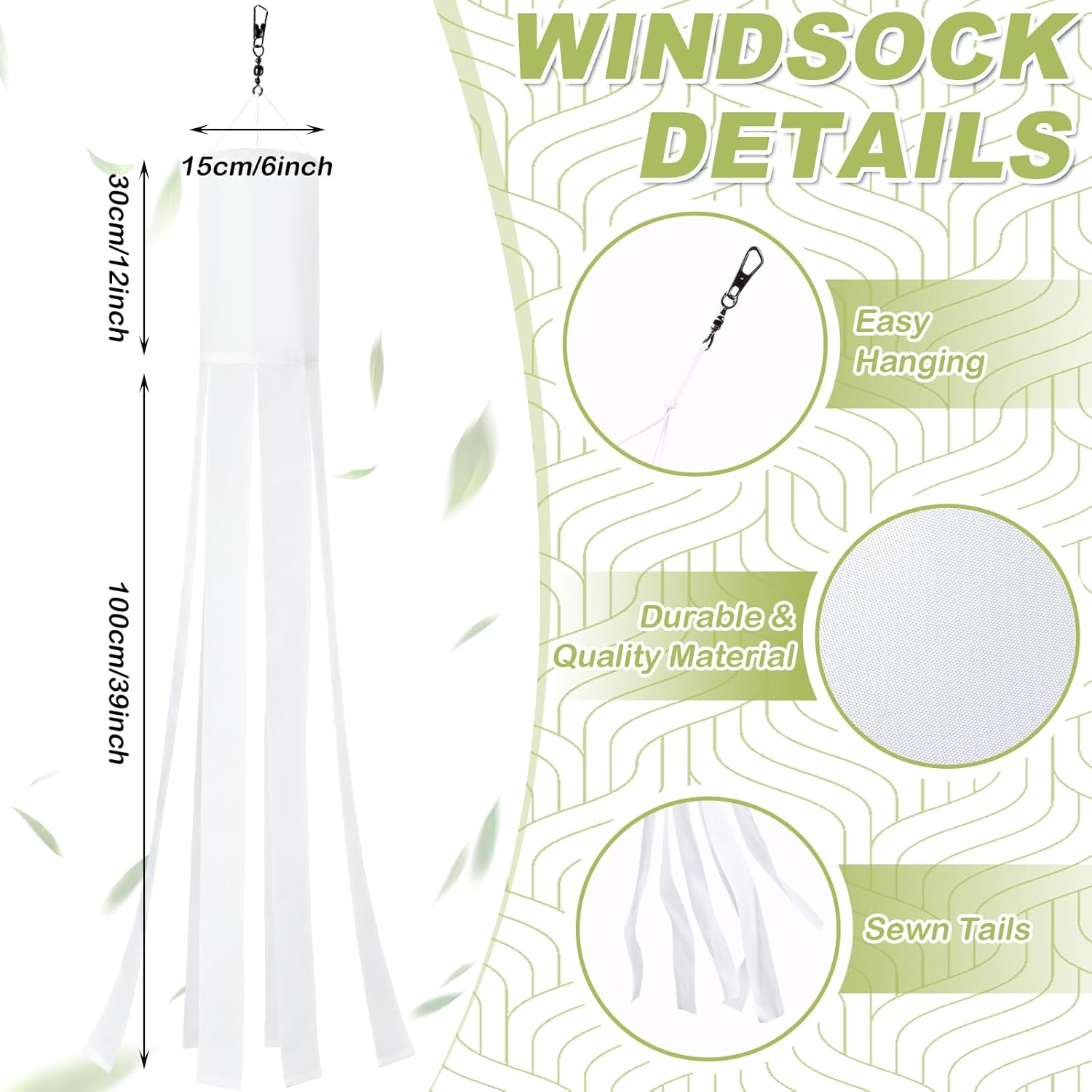 Color Your Own Windsock Easter Spring Craft Kit DIY White Windsock Outdoor Heavy Duty Hanging Decoration Summer Camps Craft Garden Decor(4 Pack)