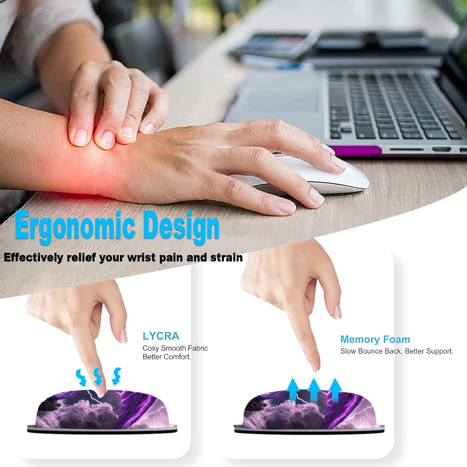Keyboard Wrist Rest and Mouse Pad Set,31.5x11.8 Inches Desk Mat,Waterproof Non-Slip Ergonomic Wrist Support for Pain Relief,Extended Desk Protector for Office Home Gaming,Purple Dragon
