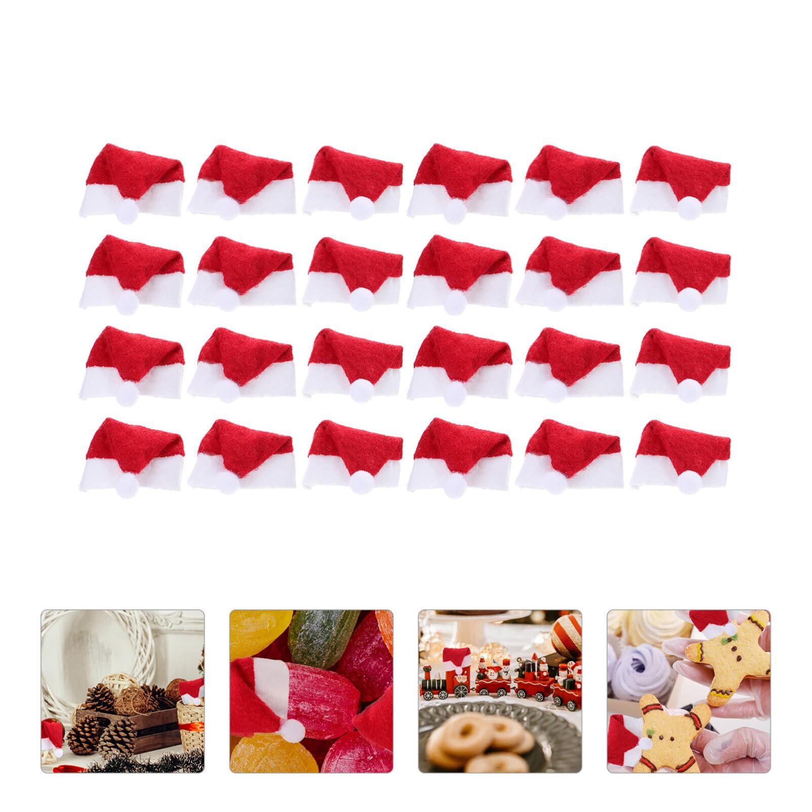 Luxshiny 24stücke Mini-weihnachtsmannmützen aus Süßigkeiten Vlies-weihnachtsmützen Mini-lutscher-weihnachtsmützen Lutscher-Dekoration für Weihnachtsaccessoires Weihnachtsartikel