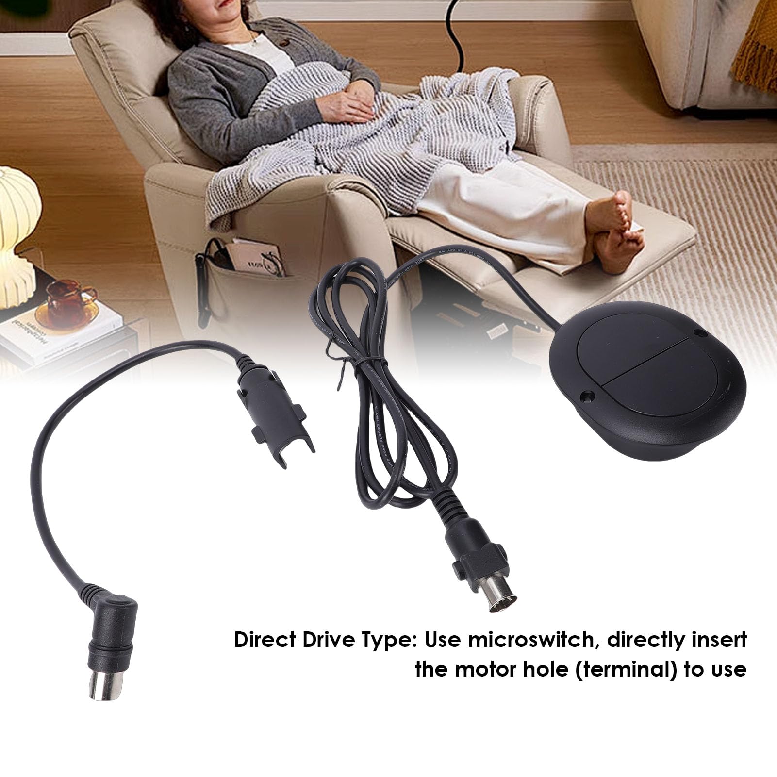 Fabater Interrupteur électrique Inclinable, Commande Manuel Ovale à 2 Boutons, Commutation électrique pour Fauteuil Inclinable avec Prises à 5 Broches, Commande de Télésiège