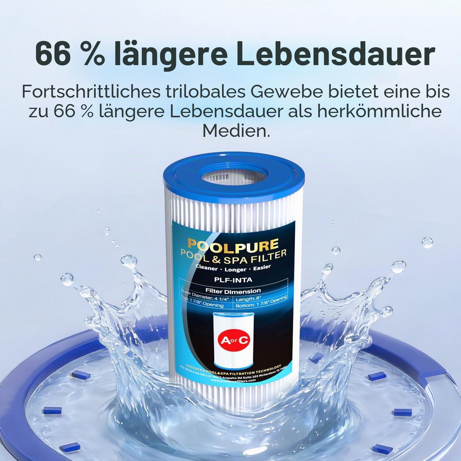 POOLPURE Filter für Typ A oder C, kompatibel mit Intex 29000E/59900E, Easy Set Poolfilter, Sommerausflüge oder Sommerwellen oberirdischen Pools, 6 Stück