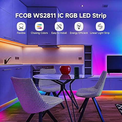 Miniatura 6 de BTF-LIGHTING FCOB WS2811 IC RGB COB Tira LED 864LEDm Flexible de alta densidad Color Persiguiendo Luz uniforme DC12V 16.4FT 24ICm 0.472 in Ancho