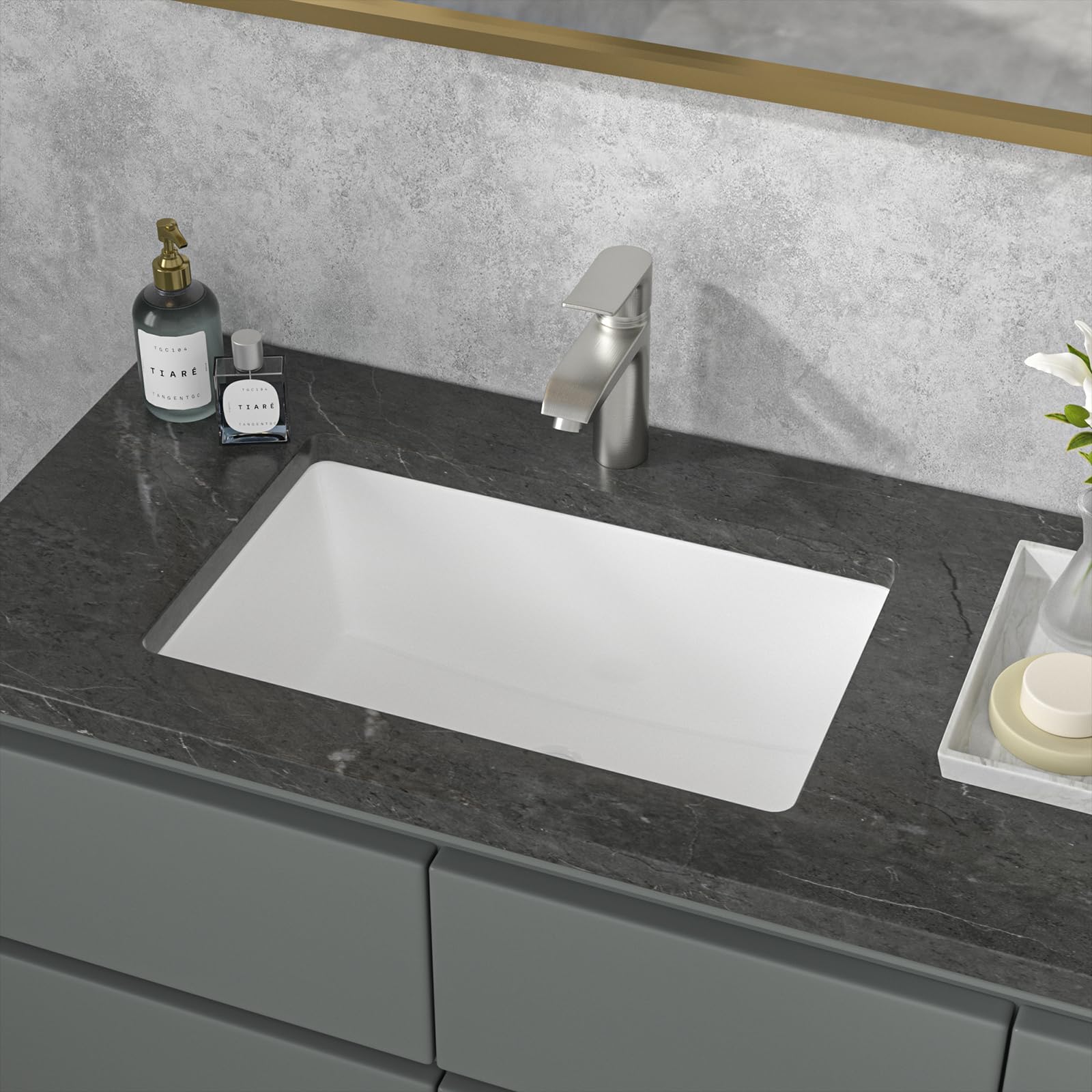 Snapklik.com : Sarlai Undermount Bathroom Sink - 21 X 13 Inch Rectangular Vessel Sink Undermount ...