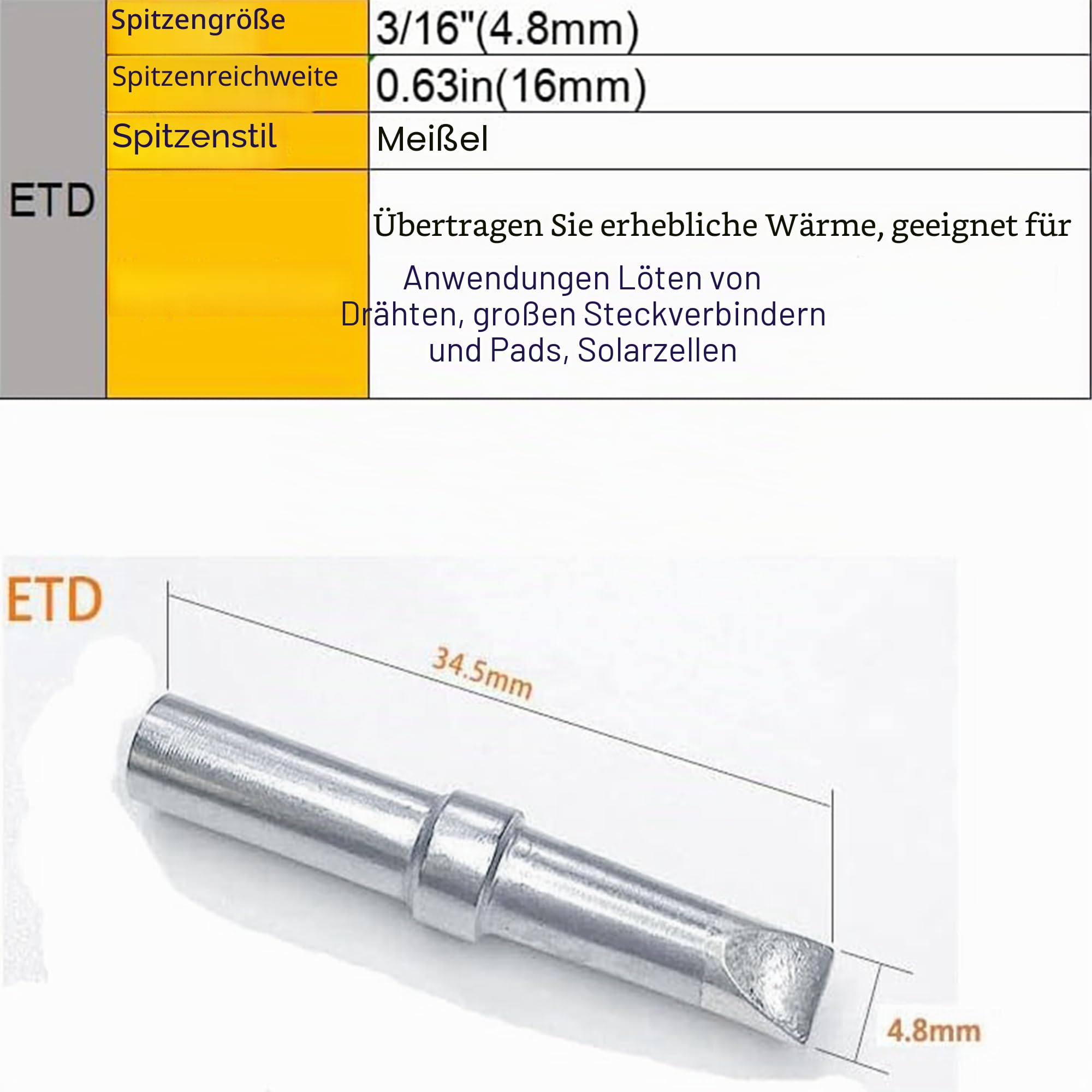 ET Lötkolben Spitzen Set ETS ETA ETB ETT ETD Ersatz für Weller WES51 WESD51 WE1010NA PES51 Lötkolben Griff Spitze Schweißstift Düse Lötkolben Set (5PCS Spitzenset)