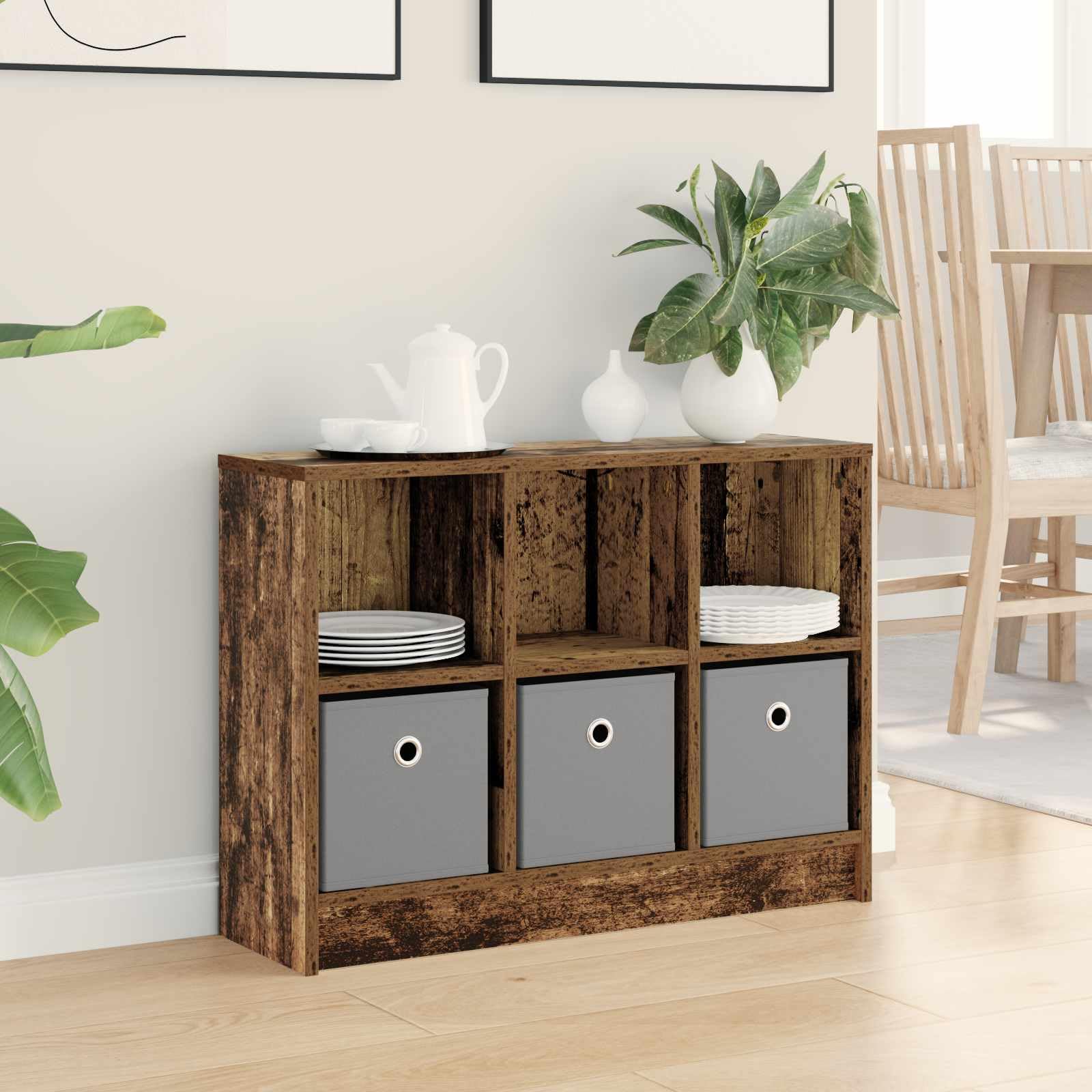Credenza in legno anticato, 73,5 x 22,5 x 53,5 cm, comò con