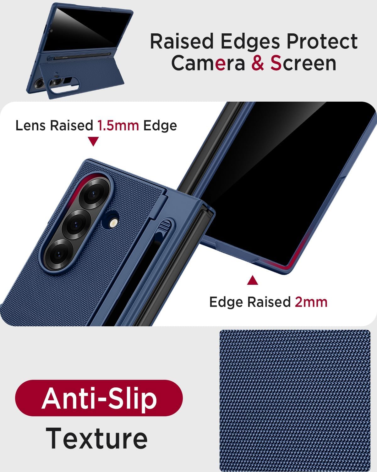 Miimall for Samsung Galaxy Z Fold 7 Case with S Pen Holder Slot [Military Grade Drop][Built-in Privacy Screen & Kickstand] Slim Thin Protective Phone Case for Galaxy Z Fold 7 5G Cover Stylus Blue