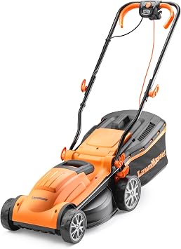 LawnMaster 1400W 34cm Electric Lawnmower with Rear Roller, Corded