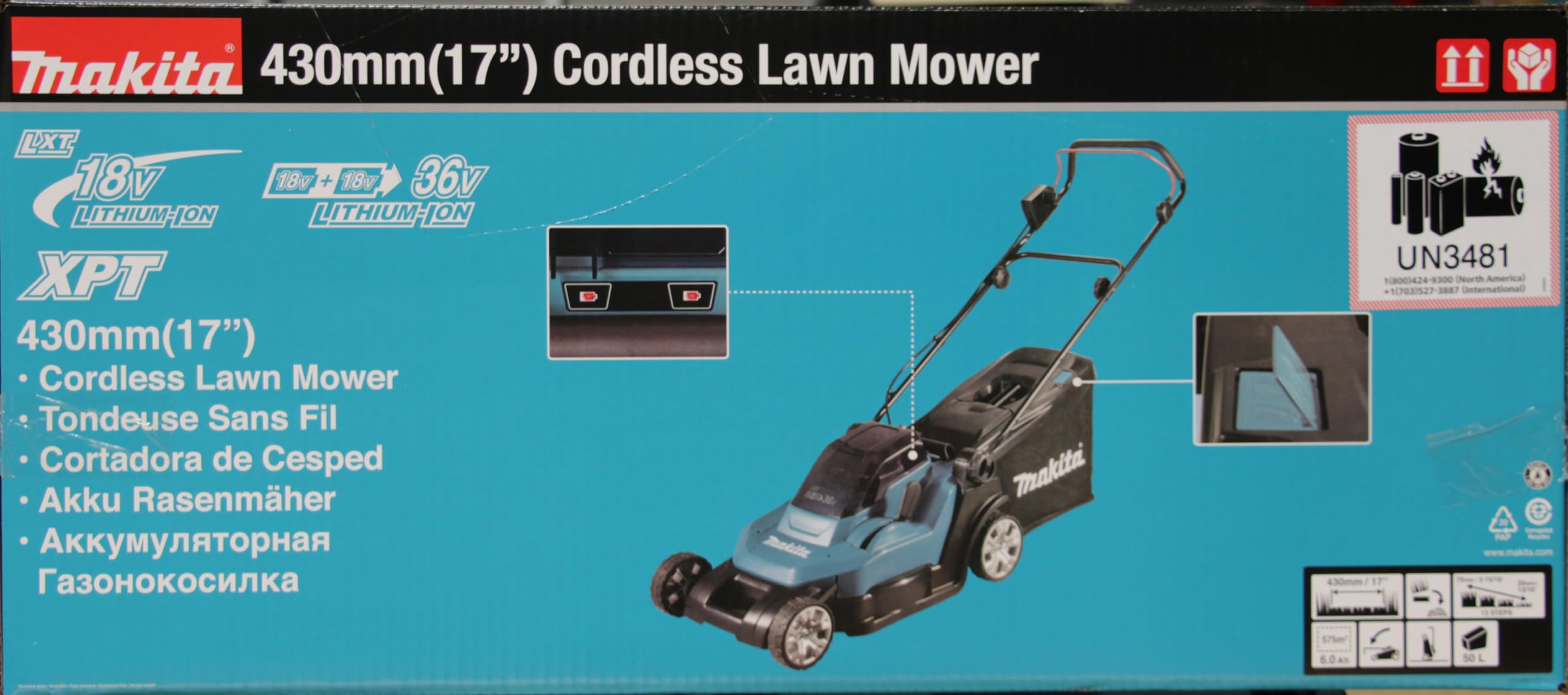 MAKITA DLM432PT2 Tondeuse 36V LXT 43 cm 2x5,0 Ah DC18RD