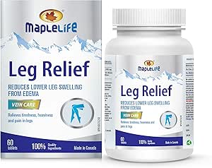 MapleLife Nutrition® – Leg Relief 360 mg– Vein Care - Reduces Swelling – Relieves Tiredness, Heavy Legs, Leg Pain – Enhance Blood Circulation - Red Vine Leaf Extract – 60 Tablets - Made in Canada