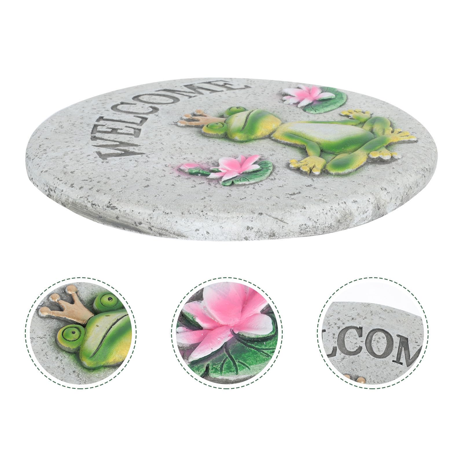 Pierre de Gué Décorative en Ciment, Motif Grenouille pour Jardin