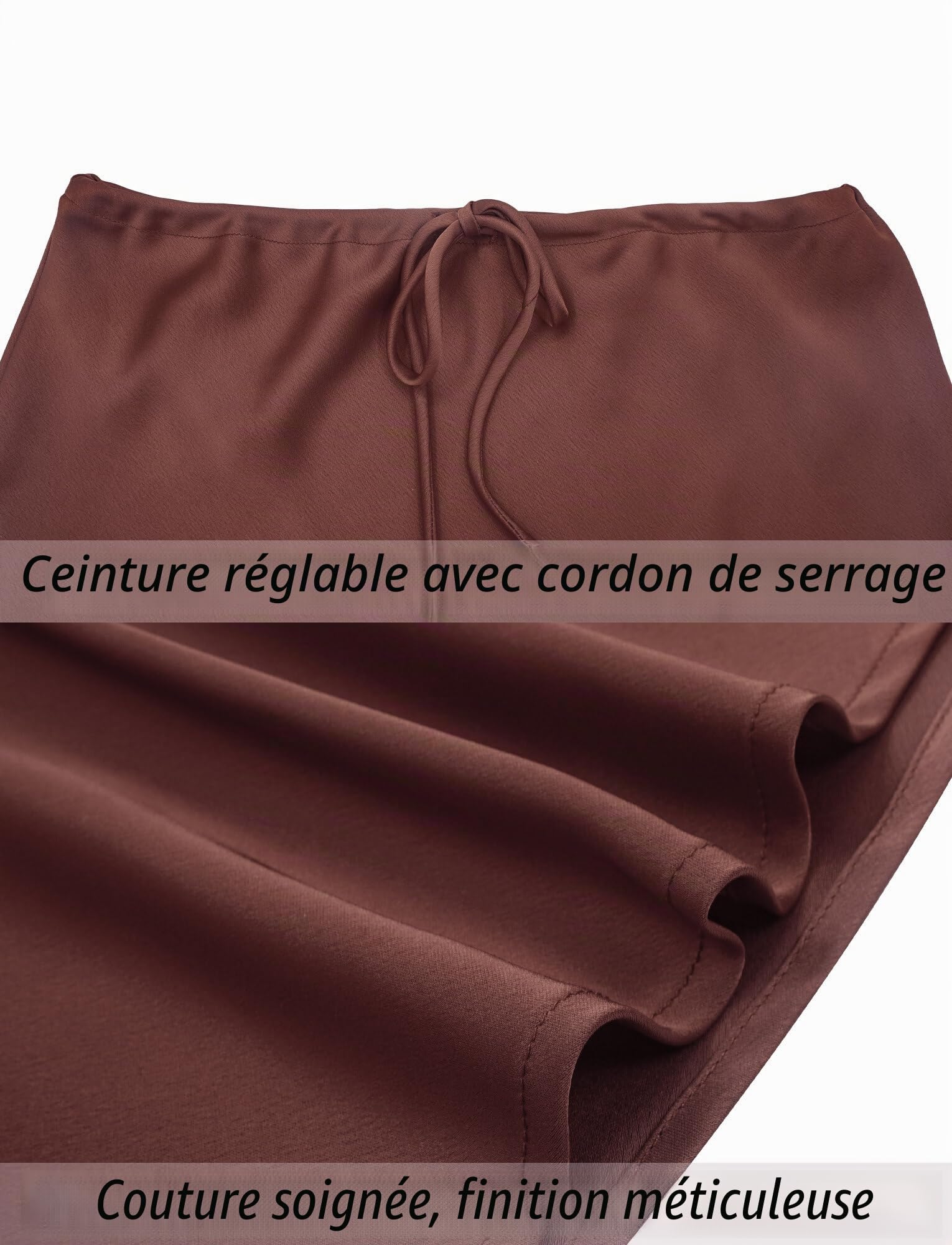 FEOYA Longue Jupe en Soie Artificielle pour Femmes Jupe ÉLégante et Fluide en Satin de Soie Jupe Longue de Cocktail pour La Fête