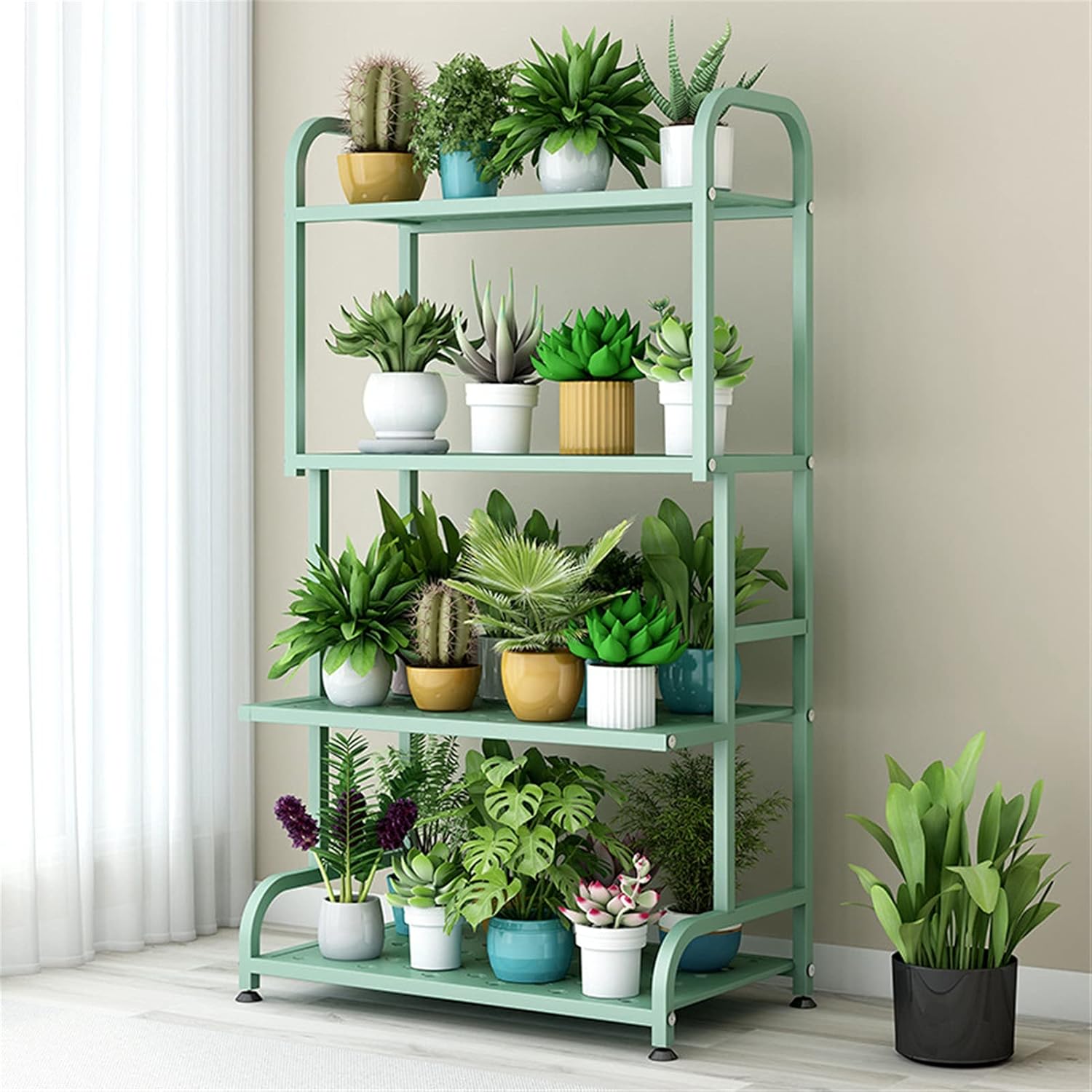 WOGQX Metal Standing Bakers Racks, 4 Tier Kitchen Organizer Storage Shelf Microwave