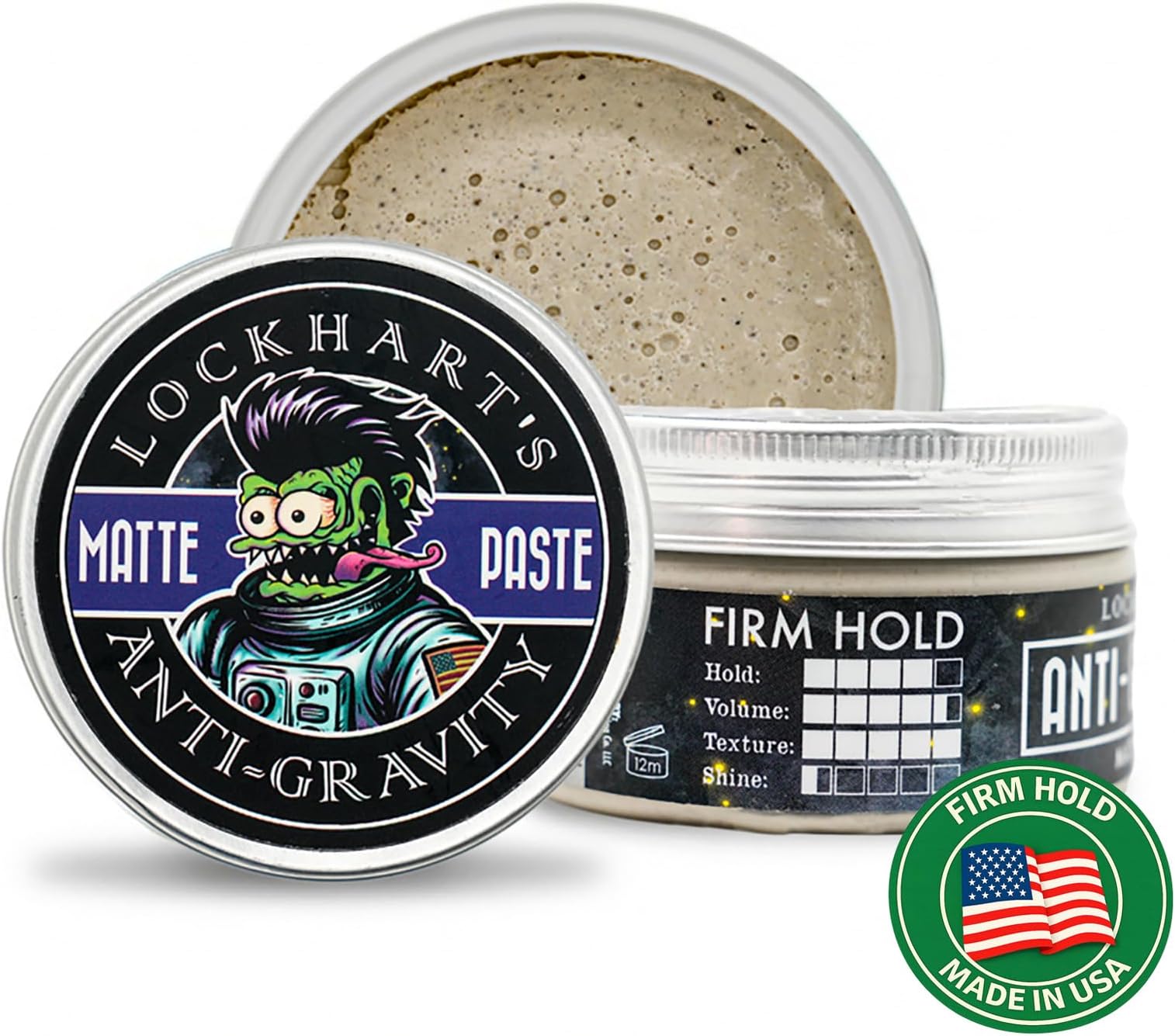 Lockhart’s Authentic Anti-Gravity Matte Hair Paste - Handcrafted Clay Pomade for Men - High Texture, Low Shine - Made With Cucumber & Rosemary Extract - Fortuna Scent (3.4oz.)
