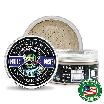 Lockharts Authentic Anti-Gravity Matte Hair Paste - Handcrafted Clay Pomade for Men - High Texture, Low Shine - Made With Cucumber & Rosemary Extract - Fortuna Scent (3.4oz.)