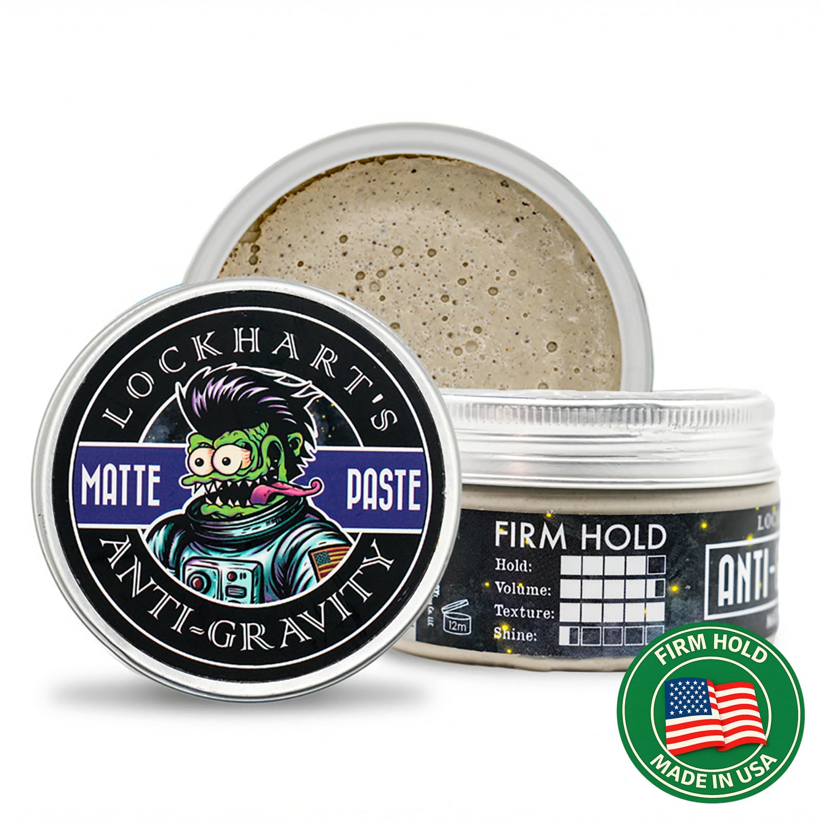 Lockhart’s Authentic Anti-Gravity Matte Hair Paste - Handcrafted Clay Pomade for Men - High Texture, Low Shine - Made With Cucumber & Rosemary Extract - Fortuna Scent (3.4oz.)