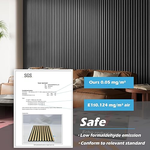 Miniatura 5 de Art3d Paquete de 2 paneles acústicos de madera de 108 x 12 pulgadas para pared, paneles de listones de madera insonorizados para pared y techo,