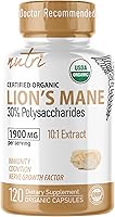 Vista 1 de Nature's Fusions Nutri Organic Lions Mane Suplemento Cápsulas - 1900 mg, extracción dual 10:1, 120 unidades - Extracto de hongo (cuerpo fructífero)