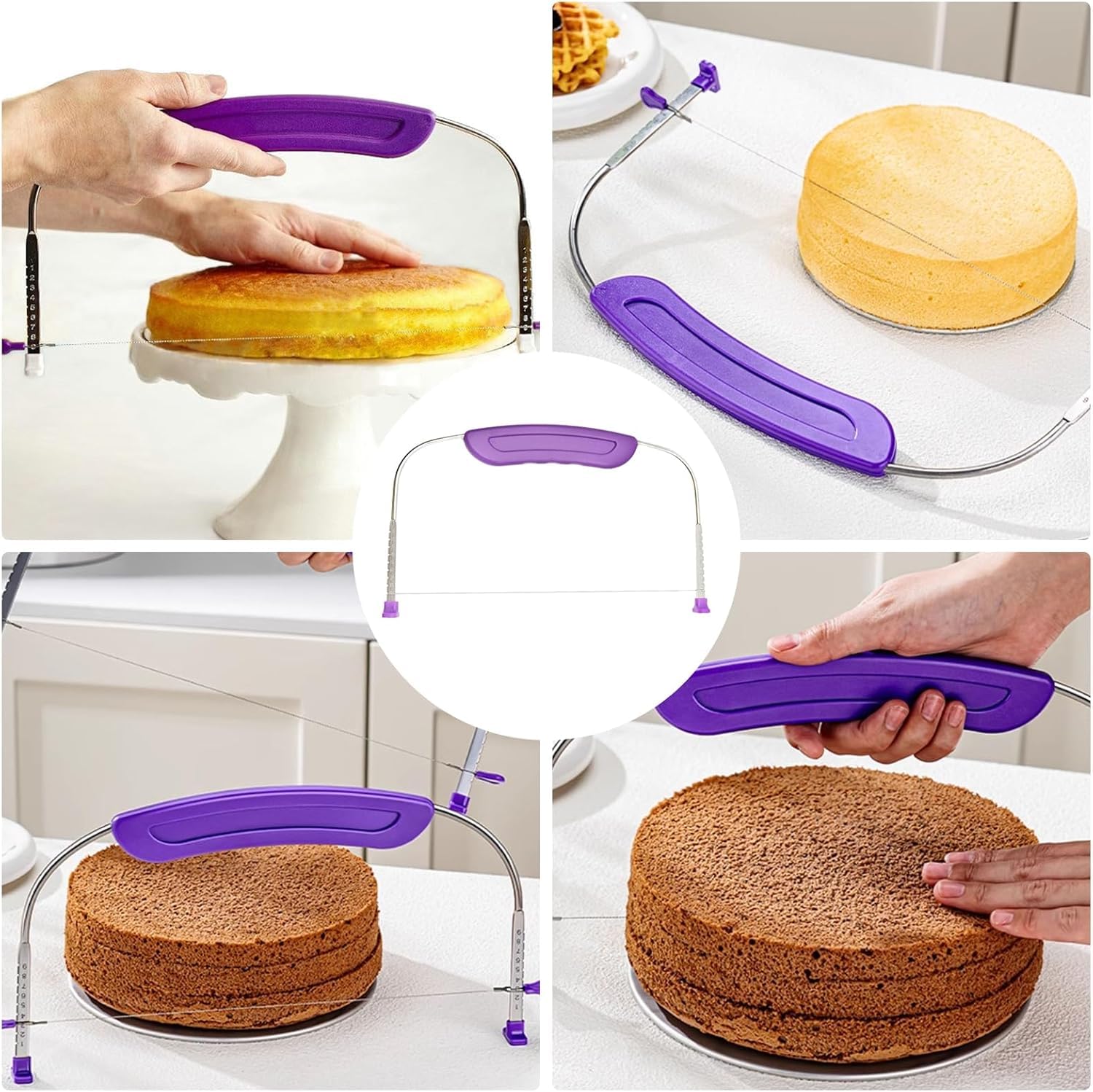 Coupe-Gâteau,Trancheuse à Gâteau Réglable,Niveleur De Gâteau,Couteau à Gâteau à Bord Dentelé,Outils De Matelassage De Gâteau pour des Couches de Gâteau Uniformes