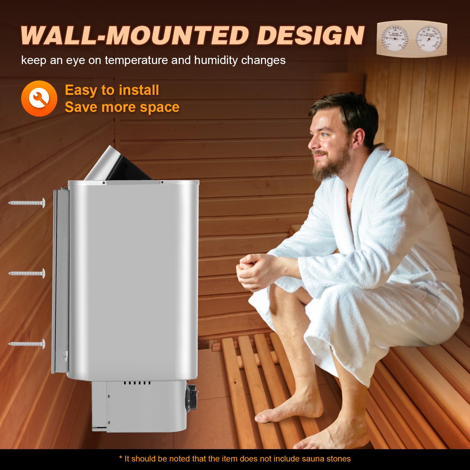 Mxmoonant Poêle Électrique pour Sauna 6KW Max 9 m³ avec Hygrothermographe