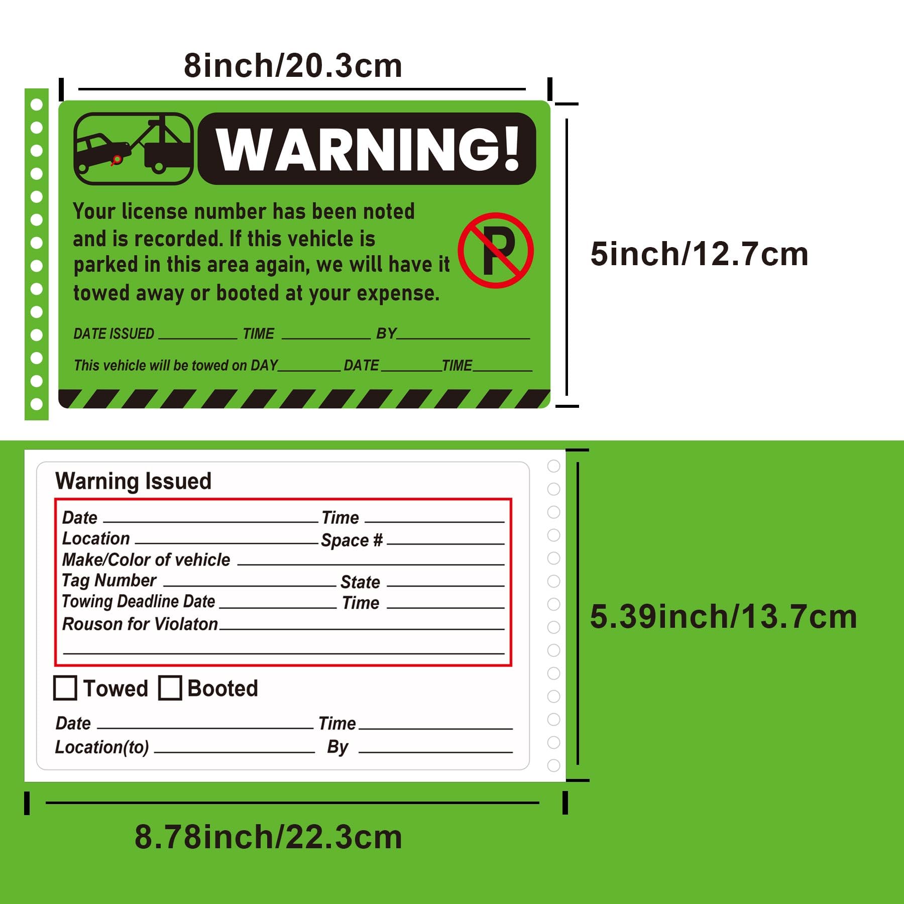 sticker Tow Warning You Are Illegally Parked Multi Reasons Stickers 5 x 8 Inch - Book of 50 No Parking Write-On Tickets for Car Window - Image 3
