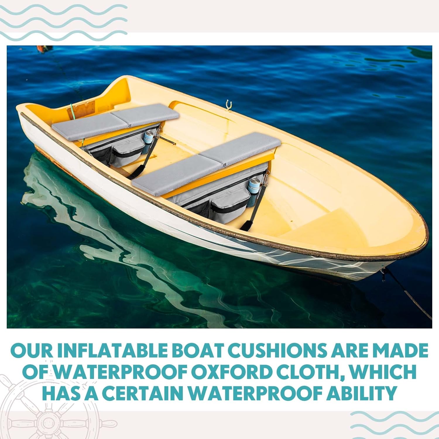 Dansydaisy Dinghy Inflatable Boat Seat Cushion and Underseat Storage Bag with Pockets Thick Sponge Seat Water Resistant Outdoor Bench Cushion