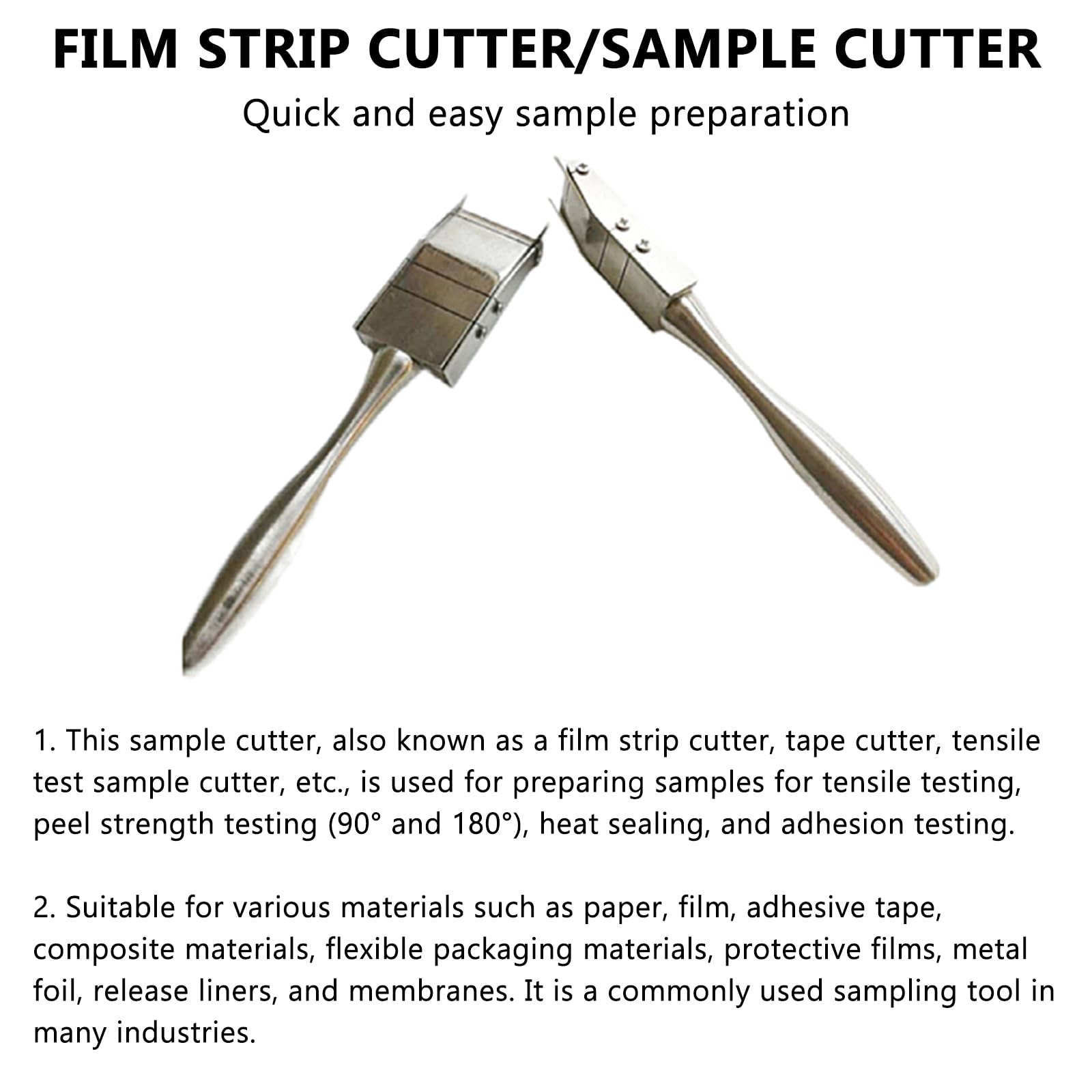 Cuchillo de muestreo de ancho fijo: cortador de precisión para película de plástico, cintas adhesivas, bolsas de embalaje y láminas de metal, ancho de muestra de 5 mm a 50 mm, precisión de ± 0,1 mm