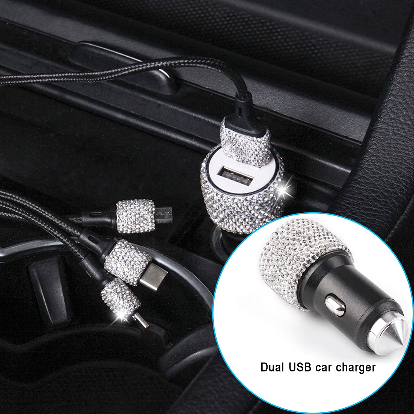 hifrom 20 pezzi accessori per auto brillantini, accessori per interni auto con brillantini per donne, accessori per auto brillantini, porta occhiali brillantini per donne, supporto per cellulare