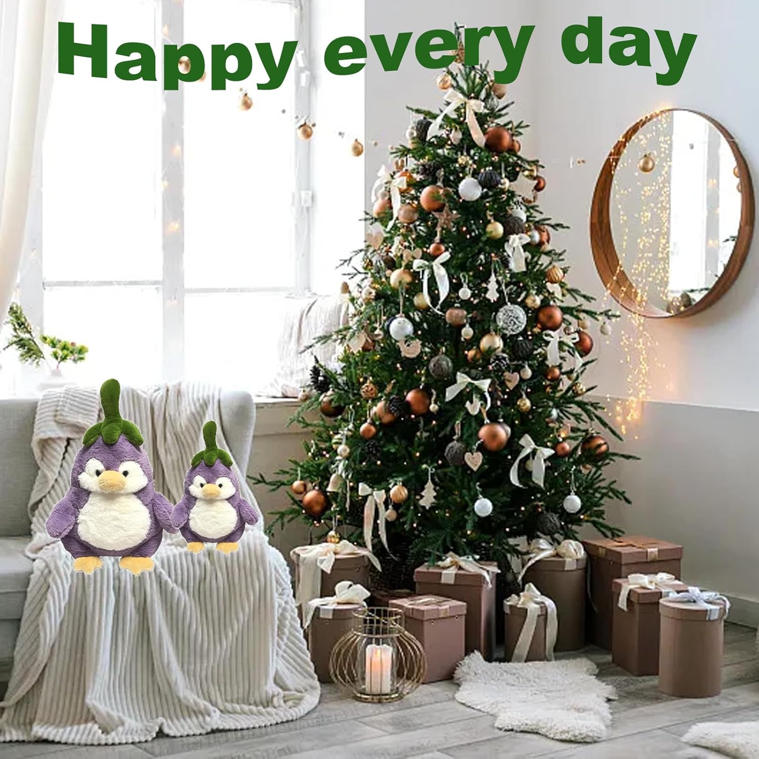 Purple Penguin Plush Toy Eggplant-Shaped Penguin Plush Stuffed Animal, Toys Purple Penguin (Size 11” / 17”) (17 inches)