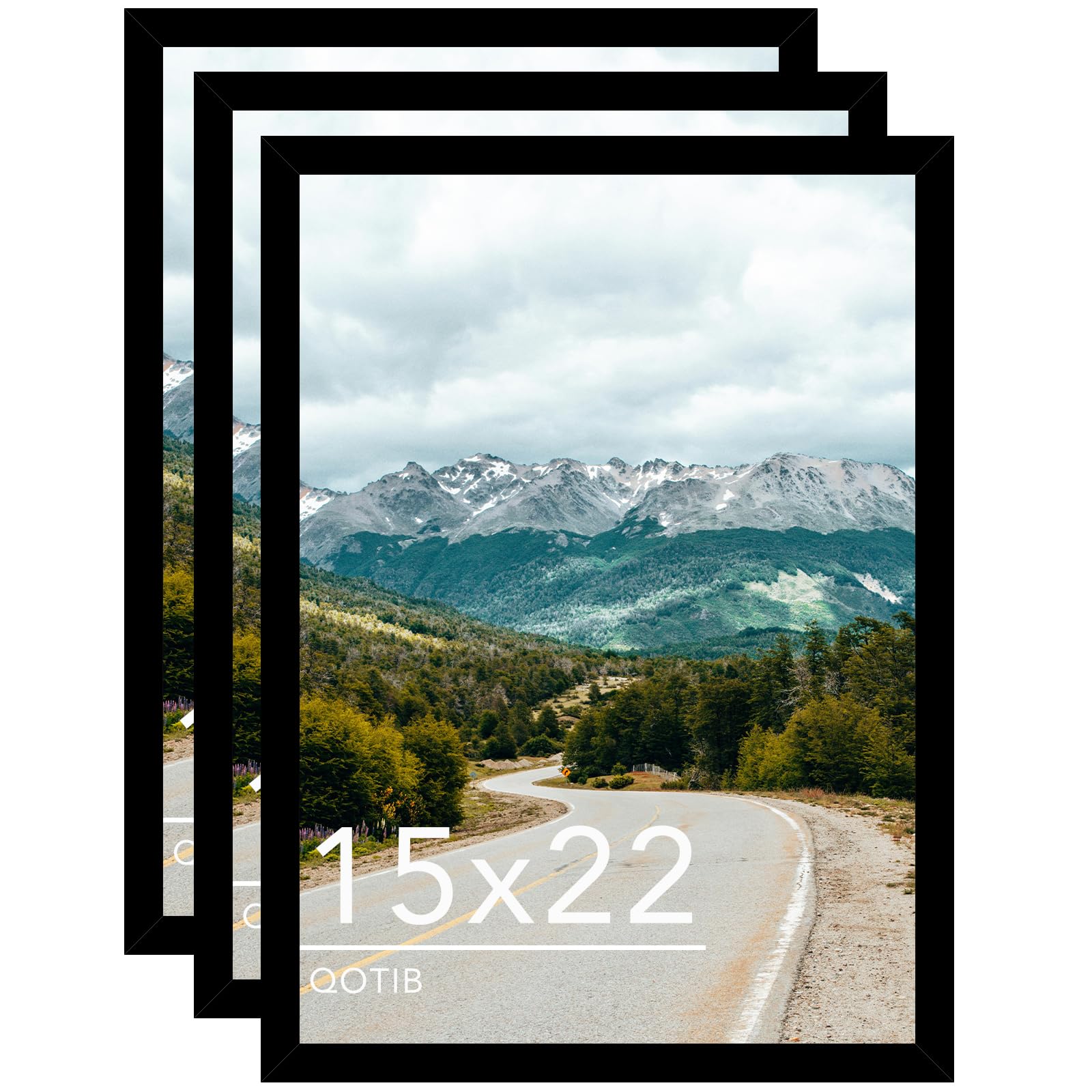 QOTIB Wood 15x22 Picture Frame Black for Wall Hanging, 15 x 22