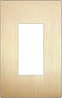 LIDER Brushed Gold Screwless 1-Gang Wall Plate Cover - Mid-Size Decorator Switch Plate, Unbreakable Polycarbonate, UL Listed, LSWP-31M-BGD