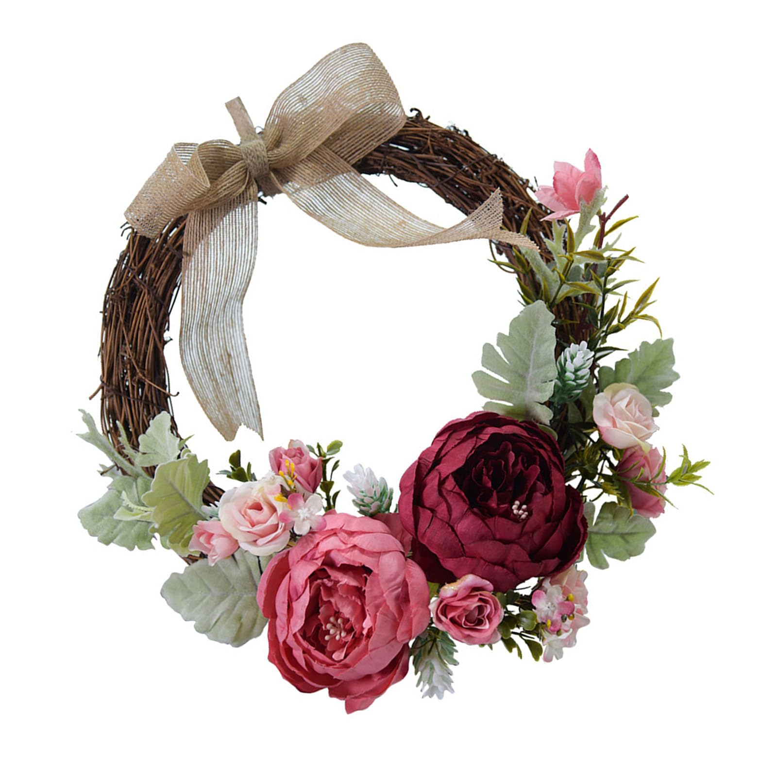 Artificial Flower Wreath Realistic Vine Wreath for Front Door Bedroom Living Room Wedding Decoration Indoor and Outdoor